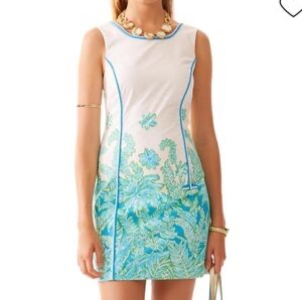 Lilly Pulitzer White Dress with Aqua and Turquoise Floral Print